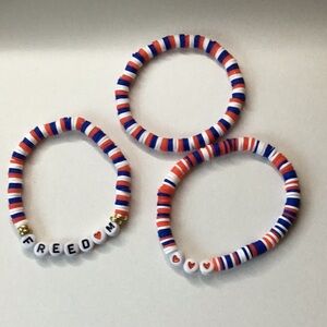 Red white and blue bracelets